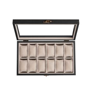 Laikrodžių dėžutė su 12 skyrių, pagaminta iš medžio masyvo