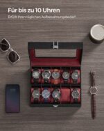 Laikrodžių dėžutė su 10 skyrių ir stikliniu dangteliu