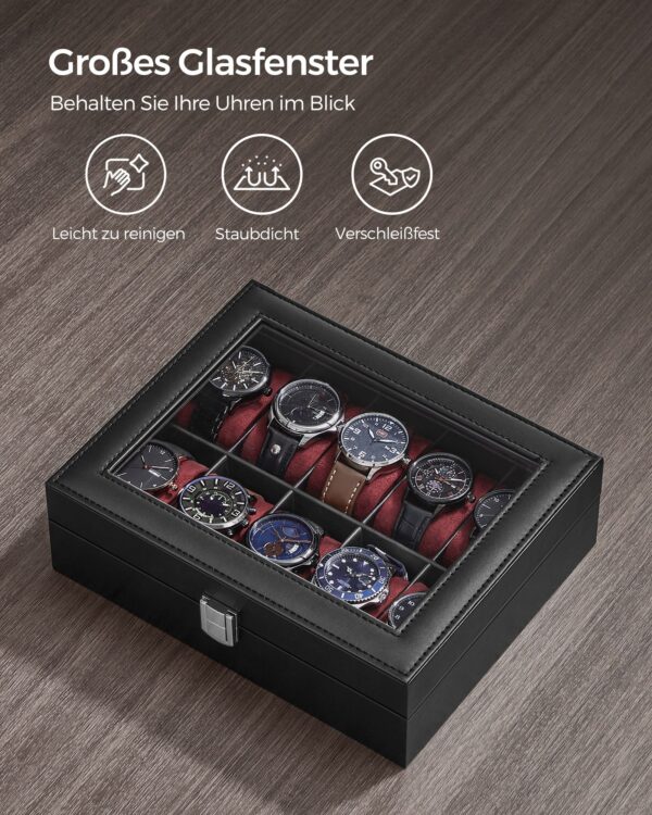 Laikrodžių dėžutė su 10 skyrių ir stikliniu dangteliu