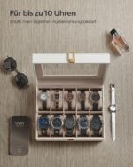 Laikrodžių dėžutė su 10 skyrių | Metalinis užsegimas | Balta