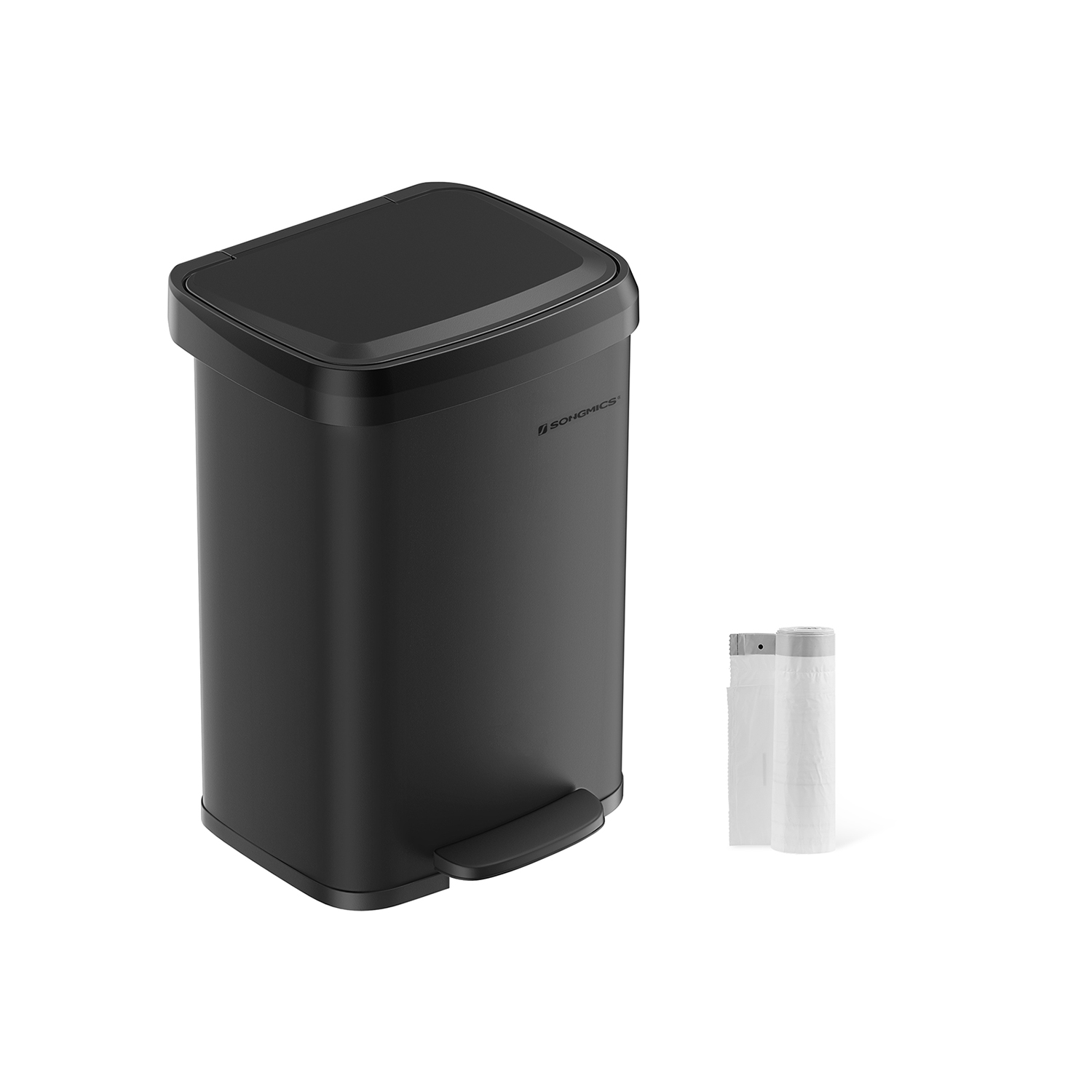 LTB530B50-1-2-DE 50 litrų metalinė šiukšlių dėžė su dangčiu, juoda