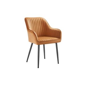 Aksominė valgomojo kėdė | Metalinės kojos | 1 vnt. kompl. |  Karamelinė ruda