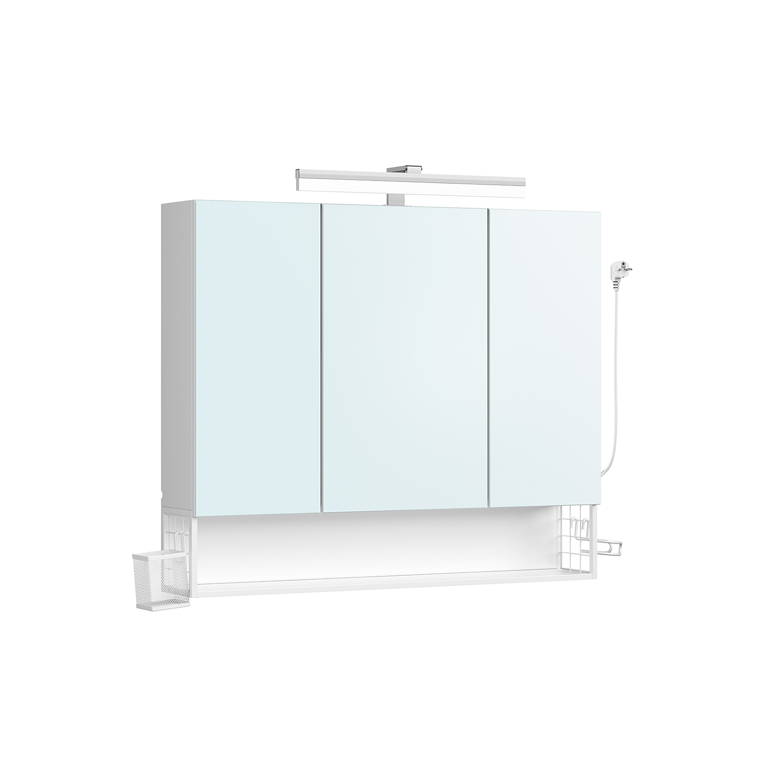 BBK136W01-1 Vonios spintelė su 3 durelėmis | LED apšvietimas | 16,5 x 90 x 75 cm | Balta