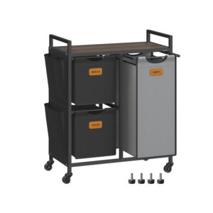 Skalbinių rūšiavimo krepšiai | 3 skyriai | Ištraukiami krepšiai | Juoda, Pilka, Ruda