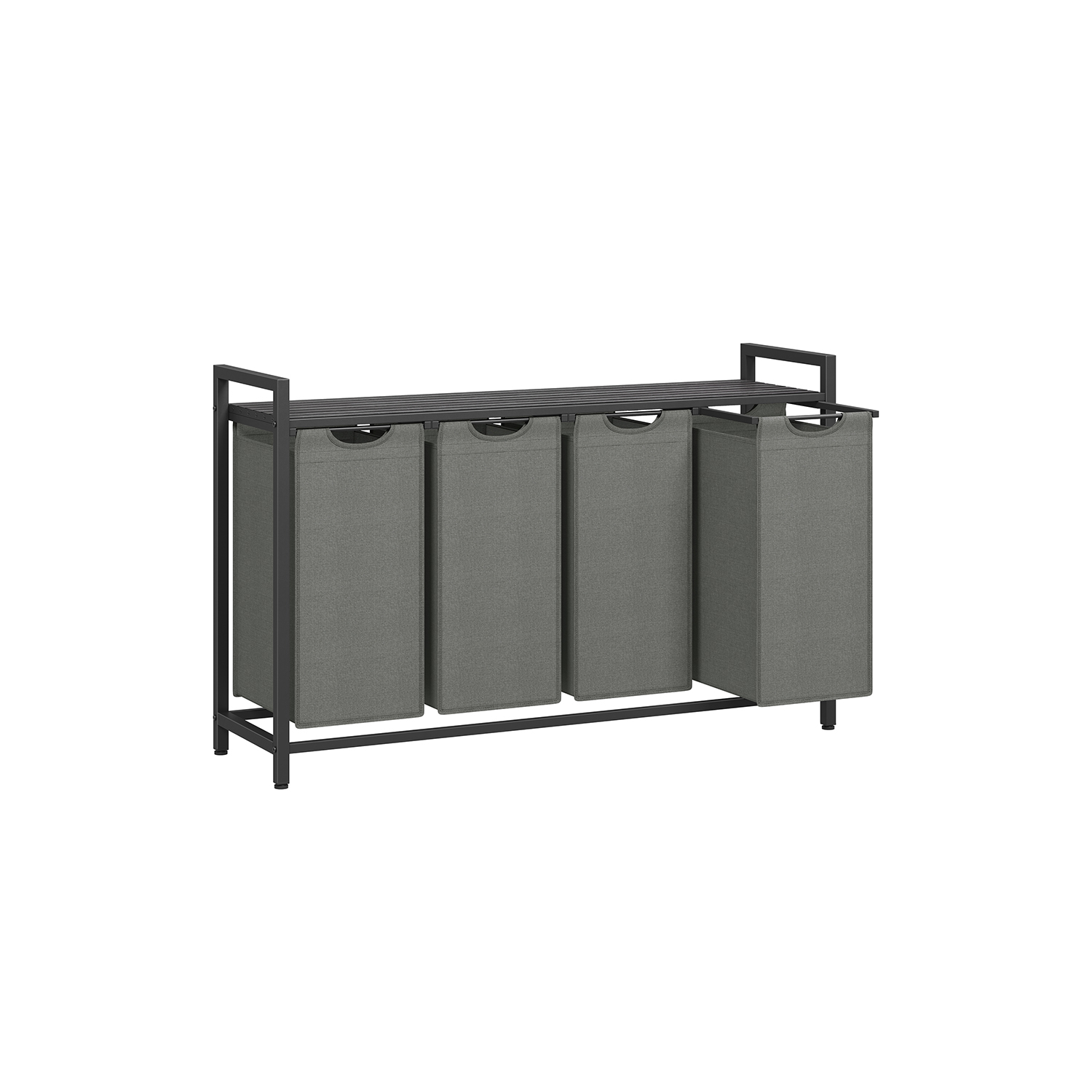 BLH401G01-1 Rūšiavimo skalbinių krepšiai | 4 skyriai | 160L | 116 x 33 x 72 cm | Juoda, Pilka