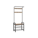 Sendinta prieškambario kabykla | 9 kabliukai | 33,7 x 72 x 183 cm | Juoda, Ruda