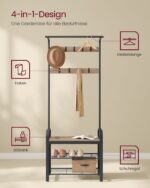 Sendinta prieškambario kabykla | 9 kabliukai | 33,7 x 72 x 183 cm | Juoda, Ruda