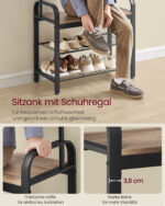 Sendinta prieškambario kabykla | 9 kabliukai | 33,7 x 72 x 183 cm | Juoda, Ruda