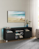 Modernus TV staliukas | LED apšvietimas | Maks. 70″ | 40 x 160 cm | Juoda