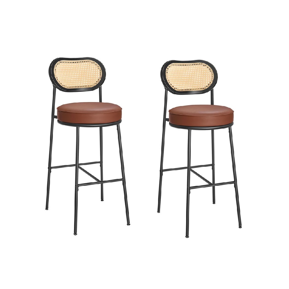 Baro kėdė boho Baro kėdės pusryčiams su lenktu atlošu | 2 vnt. kompl. | 48,2 x 45,7 x 104,7 cm | Ruda