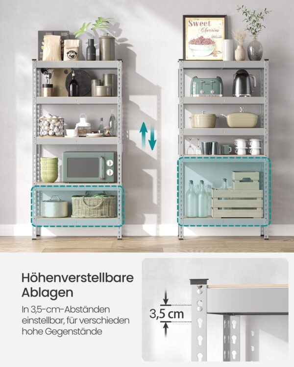 Itin patvari Sandėliavimo lentyna | Apkrova iki 875 kg | 45 x 90 x 180 cm | Pilka