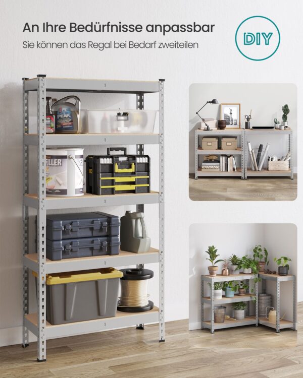 Itin patvari Sandėliavimo lentyna | Apkrova iki 875 kg | 45 x 90 x 180 cm | Pilka