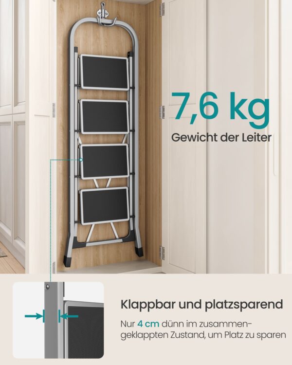 Kompaktiškos kopetėlės iki 150 kg | 4 pakopos | 89 x 45 x 127 cm | Pilka