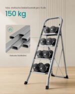 Kompaktiškos kopetėlės iki 150 kg | 4 pakopos | 89 x 45 x 127 cm | Pilka
