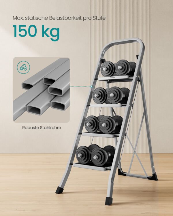 Kompaktiškos kopetėlės iki 150 kg | 4 pakopos | 89 x 45 x 127 cm | Pilka