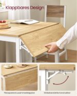 Išskleidžiamas 2-4 žm. virtuvės stalas | 78 x 120 x 76,2 cm | Balta, Natūrali