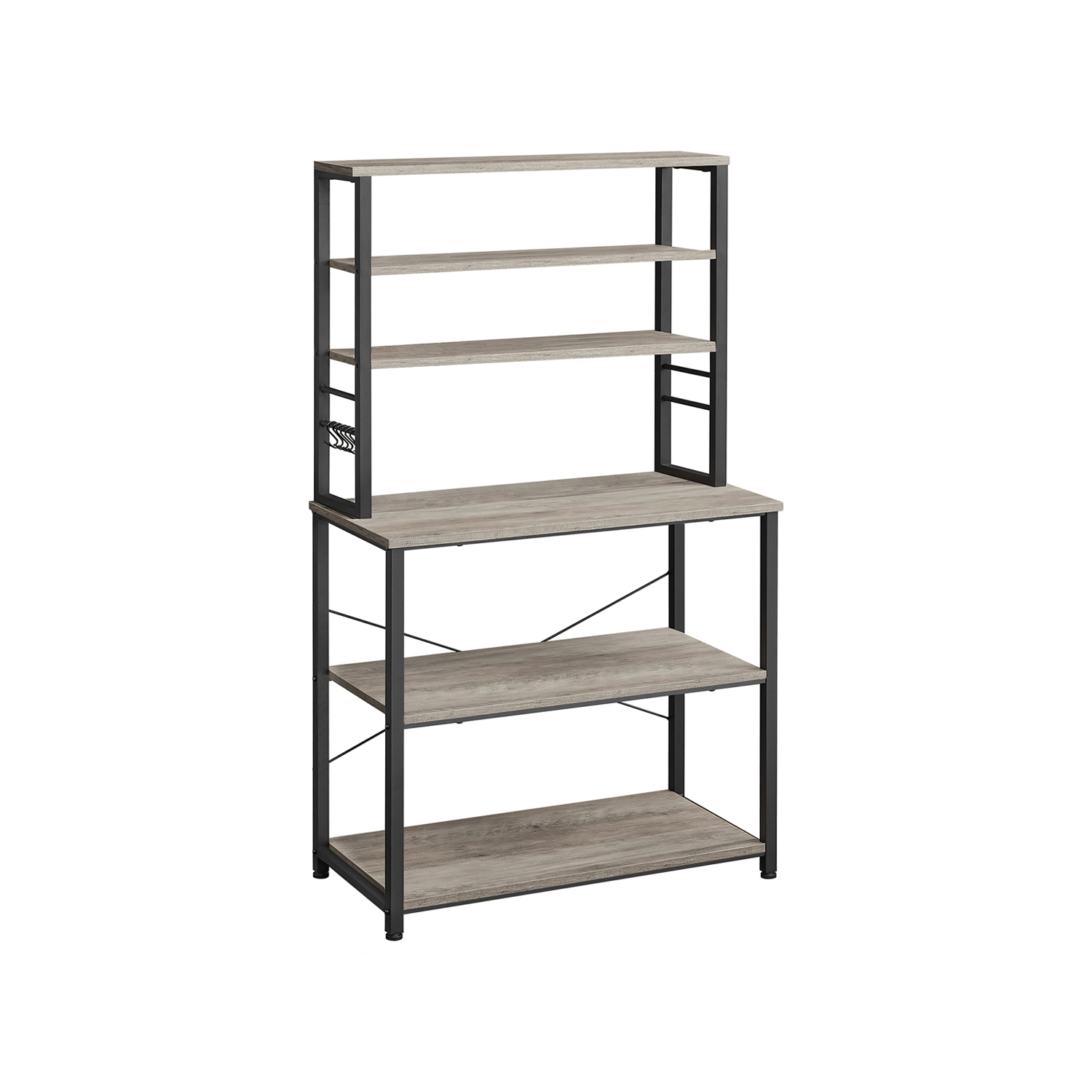 KKS019B02-1 Pastatoma Virtuvės lentyna | 6 kabliukai | 6 lentynos | 40 x 80 x 167 cm | Juoda