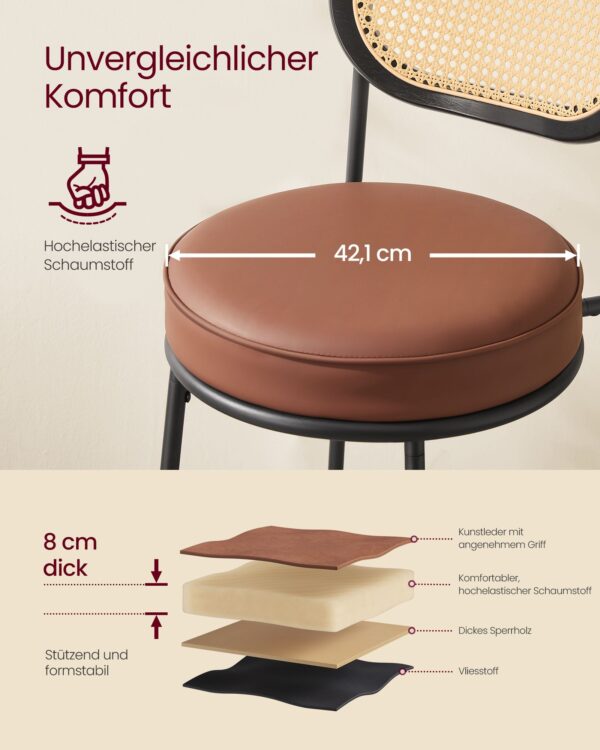 Baro kėdės pusryčiams su lenktu atlošu | 2 vnt. kompl. | 48,2 x 45,7 x 104,7 cm | Ruda