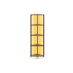 Kampinė lentyna su keičiamu LED apšvietimu | 24,8 x 48 x 146,6 cm | Ruda