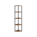 Kampinė pastatoma lentyna su 5 lygiais | 38,3 x 27 x 139 cm | Ruda