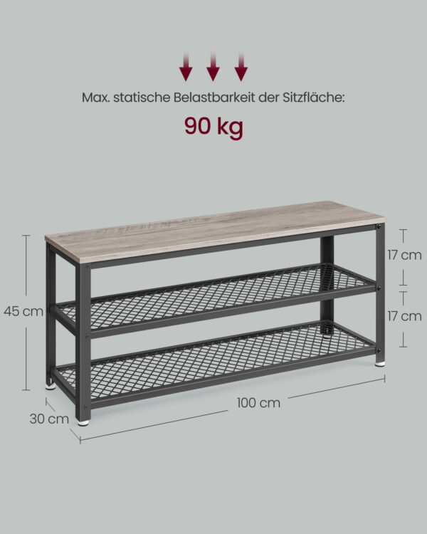 Suoliukas batams | 2 metalinės lentynos | 30 x 100 x 45 cm | Pilka, Juoda