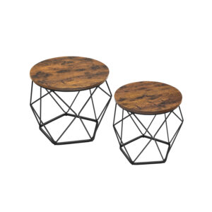 Kavos staliukų komplektas | 2 in 1 | 60 x 60 x 45 cm | Juoda, Ruda