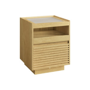 Naktinis staliukas su LED ir ištraukiama lentyna | 40 x 45 x 55 cm | Smėlio