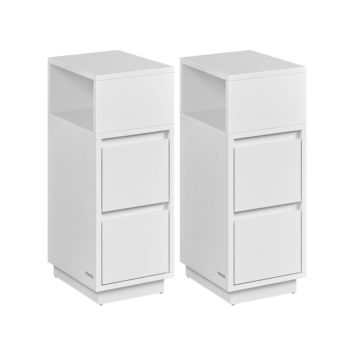 LET856W01-1 Siauros naktinės spintelės | 2 vnt. kompl. | 30 x 25 x 65 cm | Balta, Smėlio