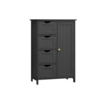 Užadara vonios spintelė | 4 stalčiai ir durelės | 35 x 65 x 90 cm | Juoda