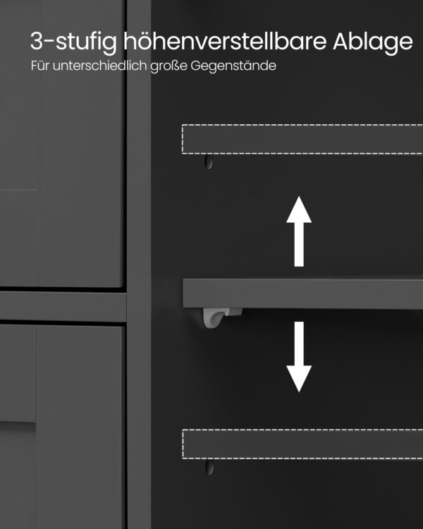 Užadara vonios spintelė | 4 stalčiai ir durelės | 35 x 65 x 90 cm | Juoda