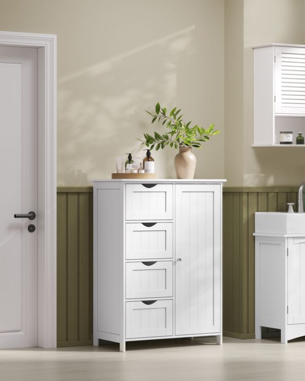 Užadara vonios spintelė | 4 stalčiai ir durelės | 35 x 65 x 90 cm | Balta