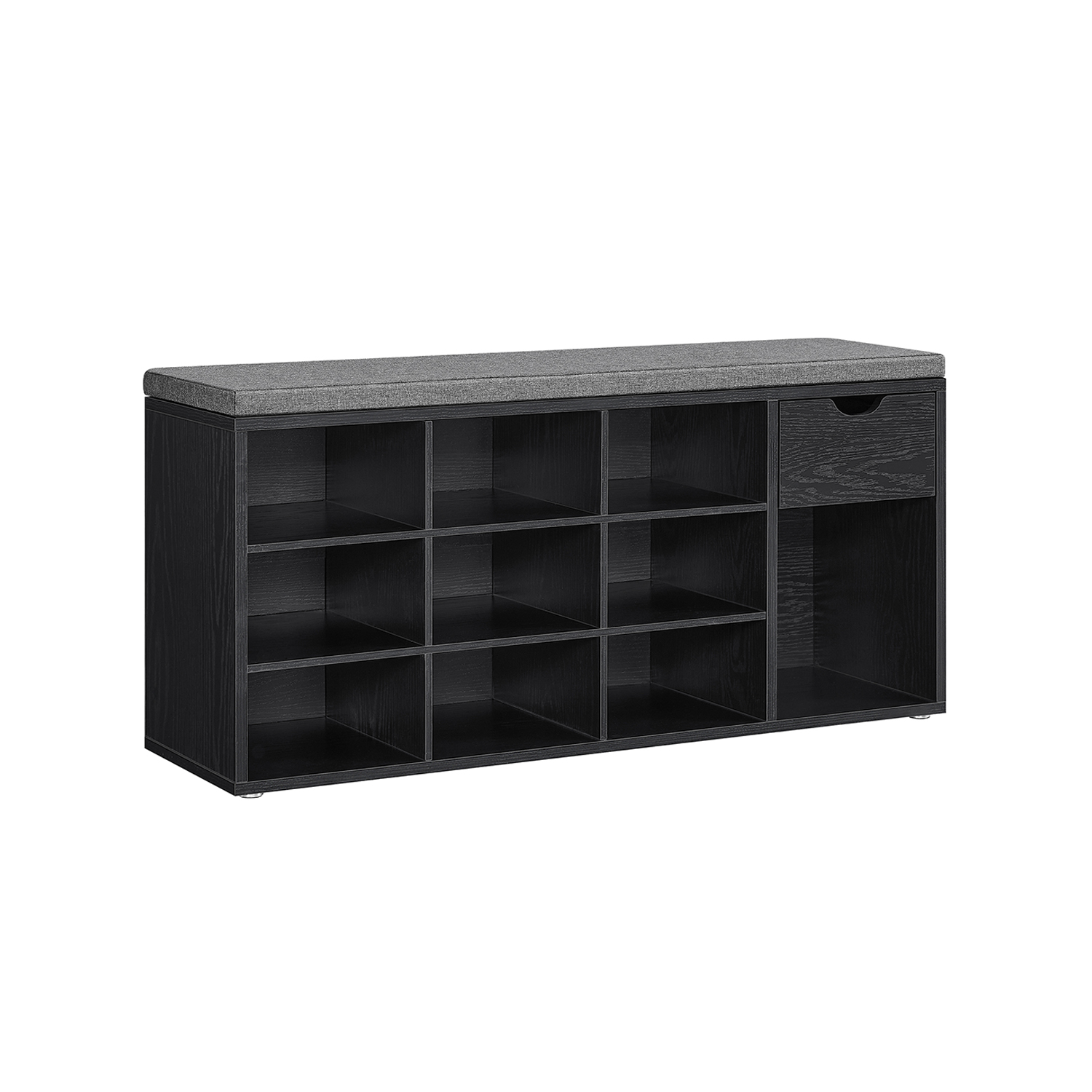 LHS024B02-1 Suoliukas batams su stalčiumi | 10 porų | 30 x 104 x 48 cm | Juoda, Pilka