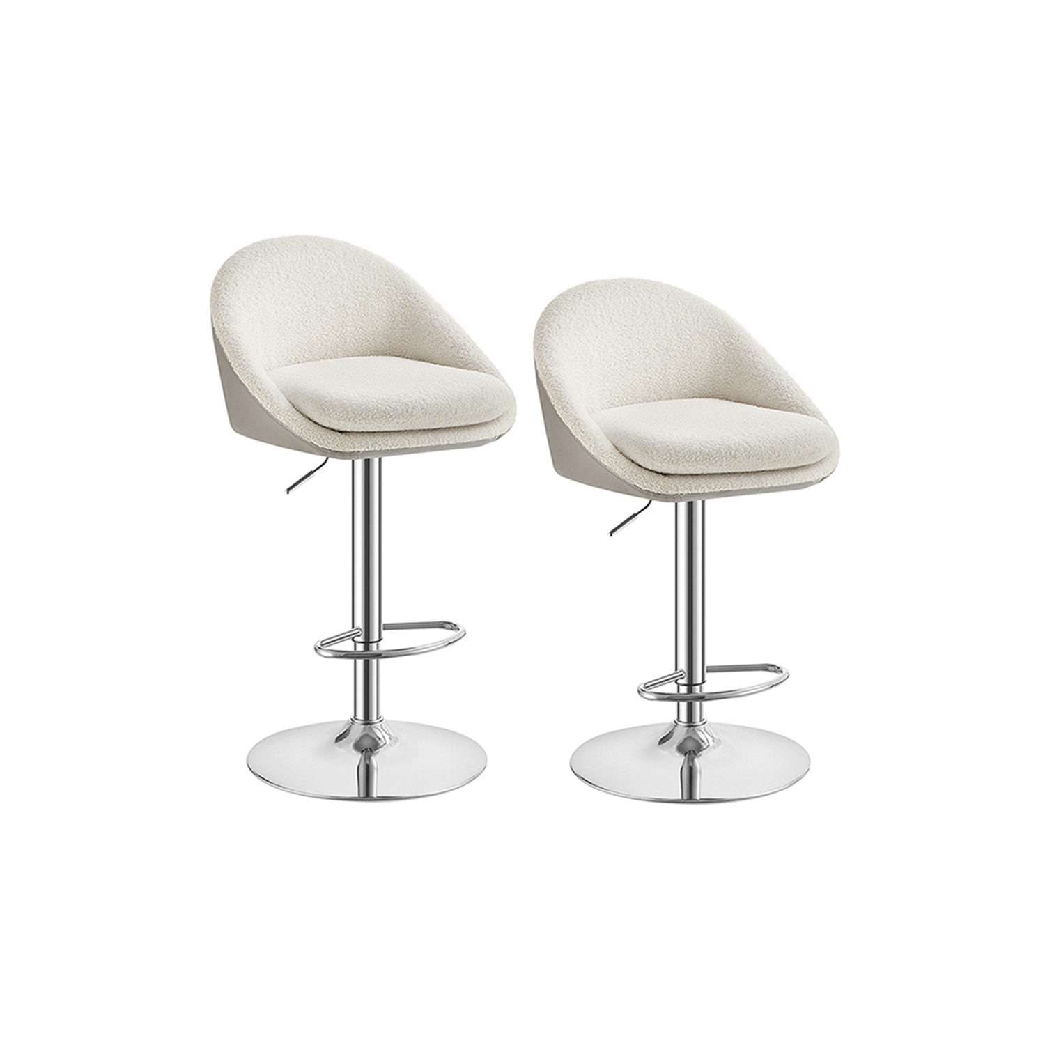 LJB110W01-1 Bouclé baro kėdės su atlošu | 2 vnt. kompl. | 52.5 x 50 x (97.5-108.5) cm | Balta