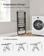 Plieninė sulankstoma Skalbinių džiovyklė | 51 x 147 x (97/112/128) cm | Juoda