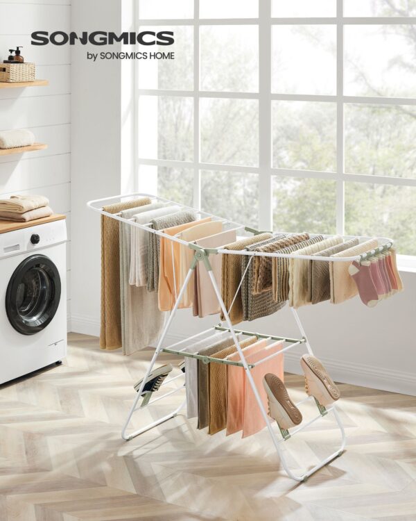 Plieninė sulankstoma Skalbinių džiovyklė | 51 x 147 x (97/112/128) cm | Balta, Žalia