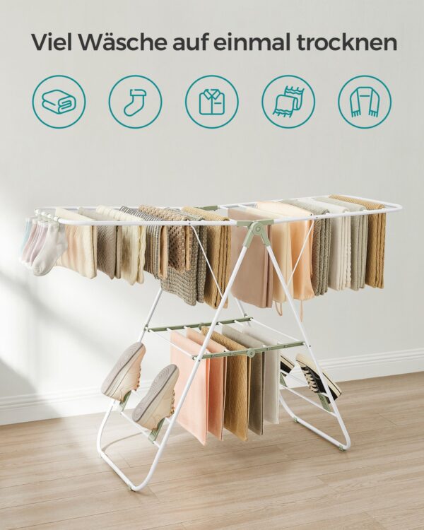 Plieninė sulankstoma Skalbinių džiovyklė | 51 x 147 x (97/112/128) cm | Balta, Žalia