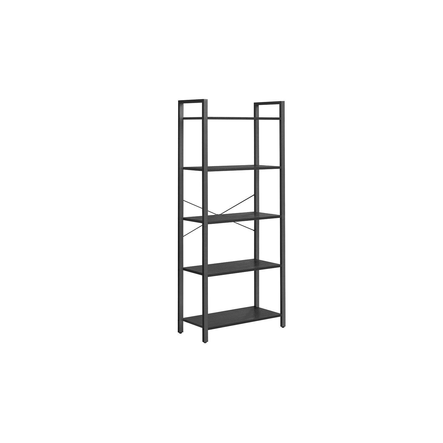 LLS061B56-1 Pastatoma 5 lygių lentyna | Plieninis rėmas | 30 x 66 x 153 cm | Juoda