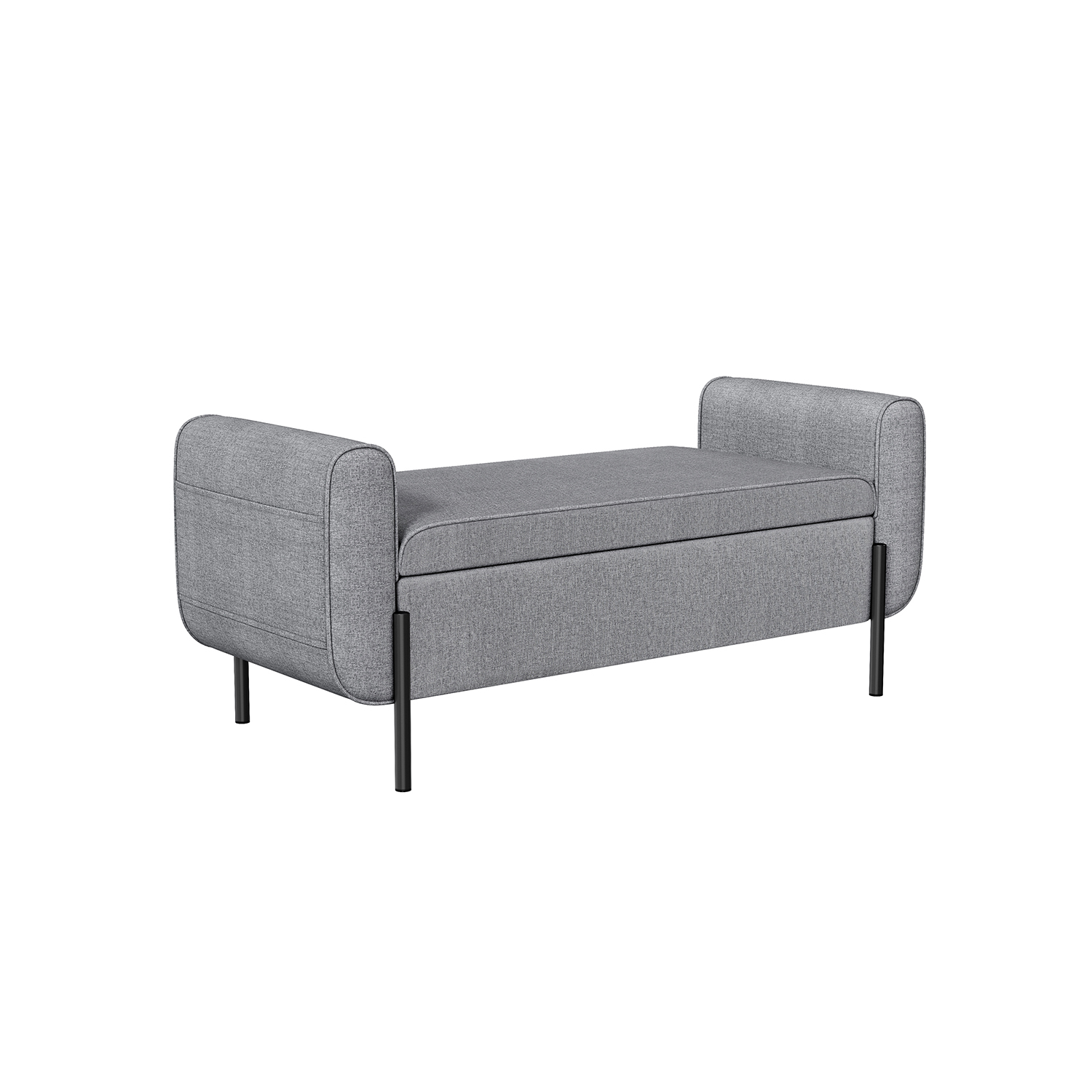 LOM072G02-1 Minkštasuolis su daiktadėže ir porankiais | 50 x 127 x 55 cm | Pilka
