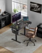 Elektrinis Reguliuojamo aukščio stalas | 60 x 120 x (72-120) cm | Juoda