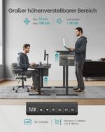 Elektrinis Reguliuojamo aukščio stalas | 60 x 120 x (72-120) cm | Juoda
