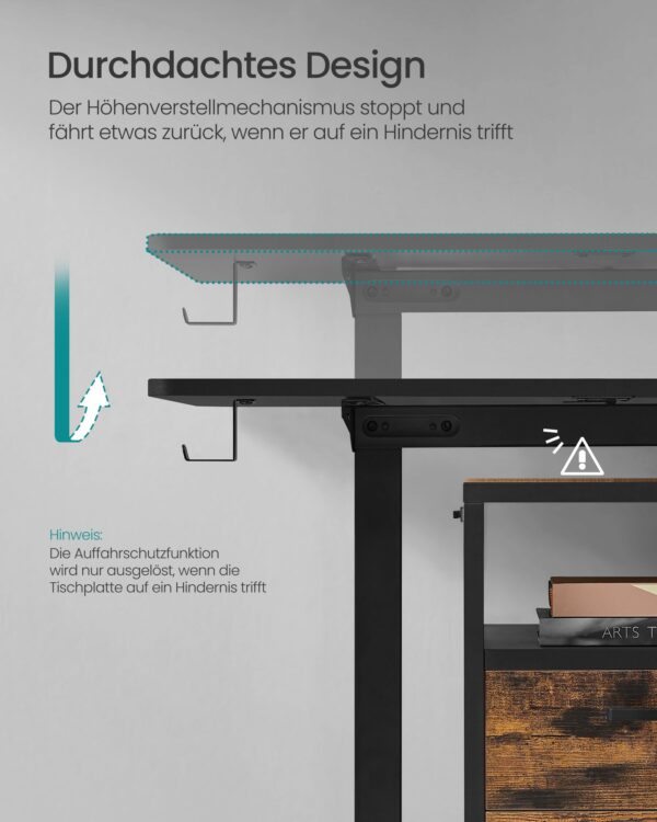 Elektrinis Reguliuojamo aukščio stalas | 60 x 120 x (72-120) cm | Juoda