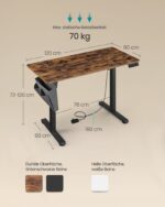Elektrinis Reguliuojamo aukščio stalas | 60 x 120 x (72-120) cm | Juoda, Ruda