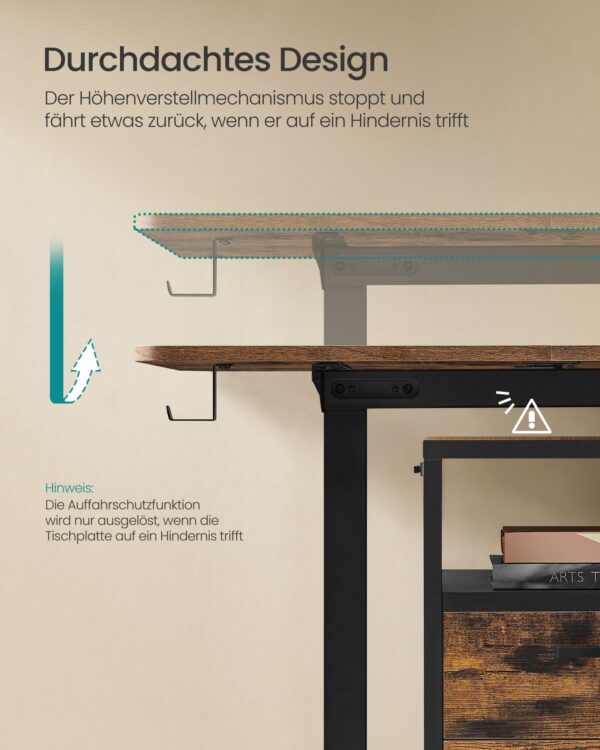 Reguliuojamo aukščio stalas elektrinis | 60 x 140 x (72-120) cm |  Juoda, Ruda
