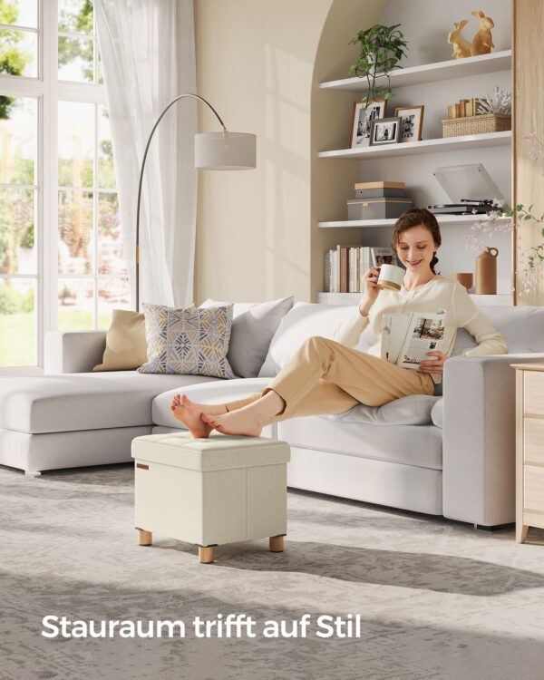 Pufas su daiktadėže iki 300 kg | 32 x 40 x 33,5 cm | Balta