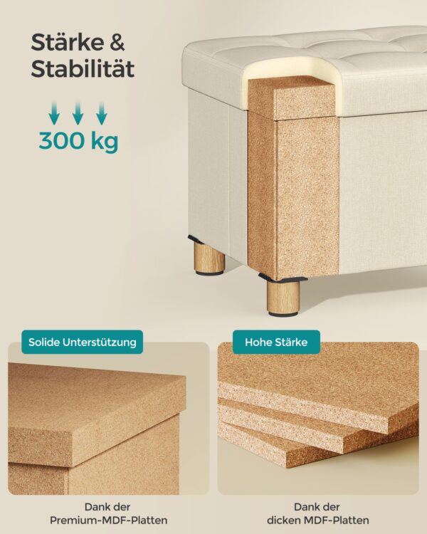 Pufas su daiktadėže iki 300 kg | 32 x 40 x 33,5 cm | Balta