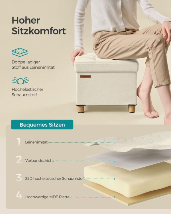 Pufas su daiktadėže iki 300 kg | 32 x 40 x 33,5 cm | Balta