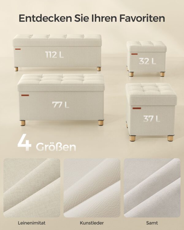 Pufas su daiktadėže iki 300 kg | 32 x 40 x 33,5 cm | Balta