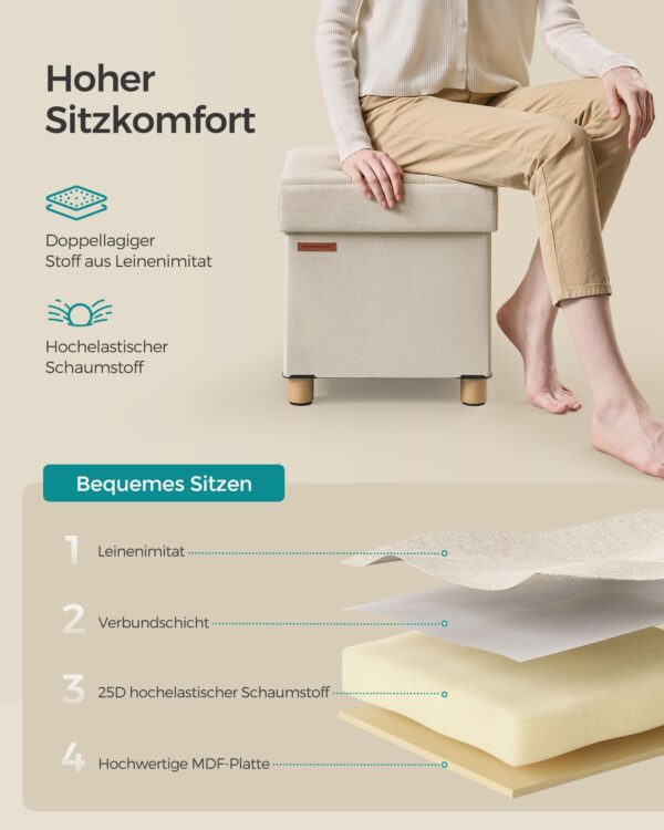 Pufas su daiktadėže iki 300 kg | 38 x 38 x 40 cm | Balta