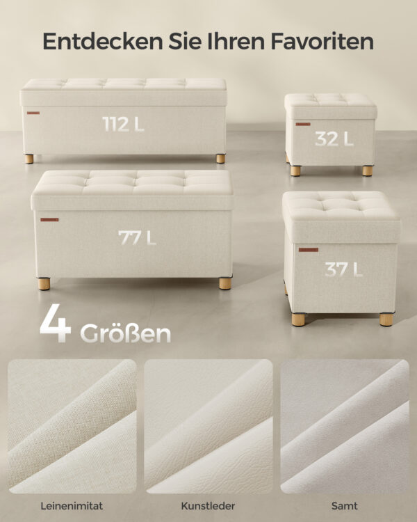 Pufas su daiktadėže iki 300 kg | 38 x 38 x 40 cm | Balta