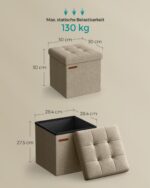 Pufas su daiktadėže iki 300 kg | 30 x 30 x 30 cm | Ruda